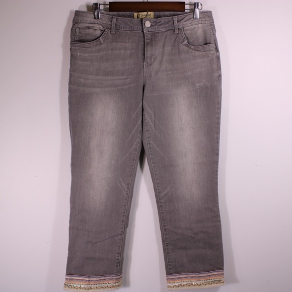 Democracy Denim - Democracy Jeans Womens 10‎ Gray Sequined Embellished Cuffs Stretch Fits32x25.25